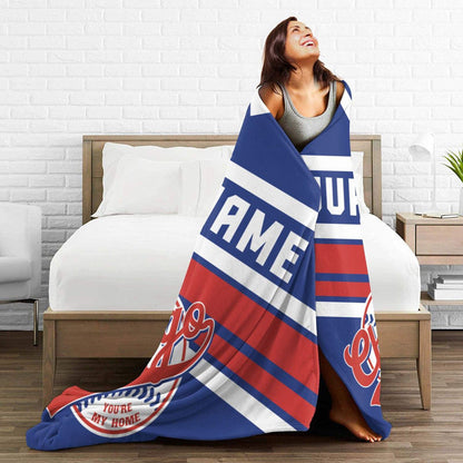 Custom Baseball Chicago   Fleece Throw Blanket With Name Number for Fans Gifts