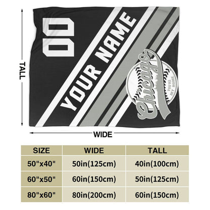 Custom Baseball Chicago   Fleece Throw Blanket With Name Number for Fans Gifts1
