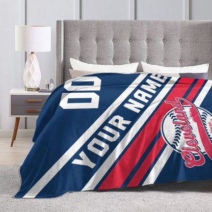 Custom Baseball Cleveland Fleece Throw Blanket With Name Number for Fans Gifts