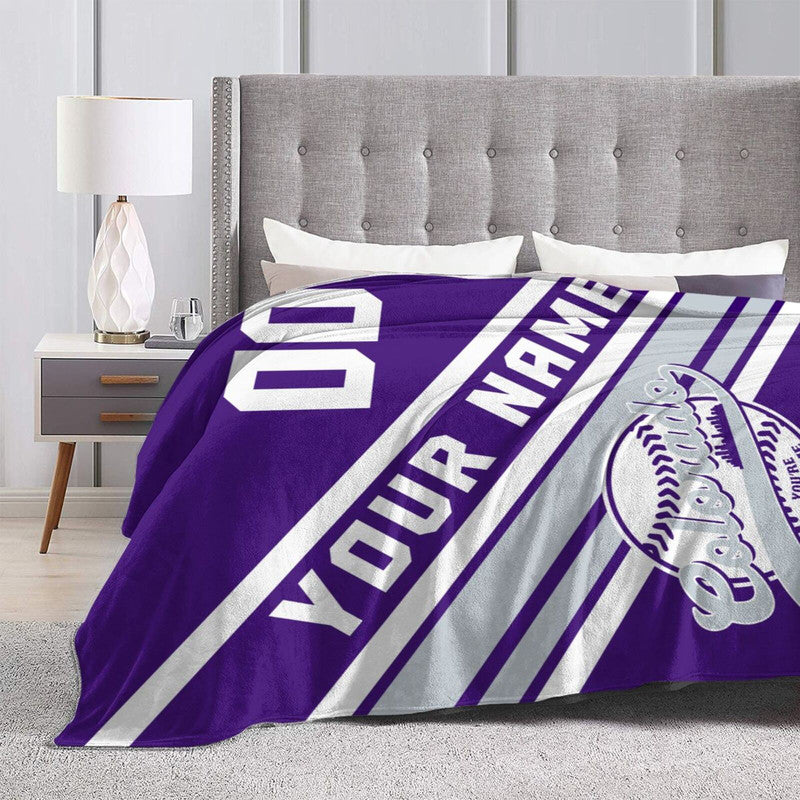 Custom Baseball Colorado  Fleece Throw Blanket With Name Number for Fans Gifts