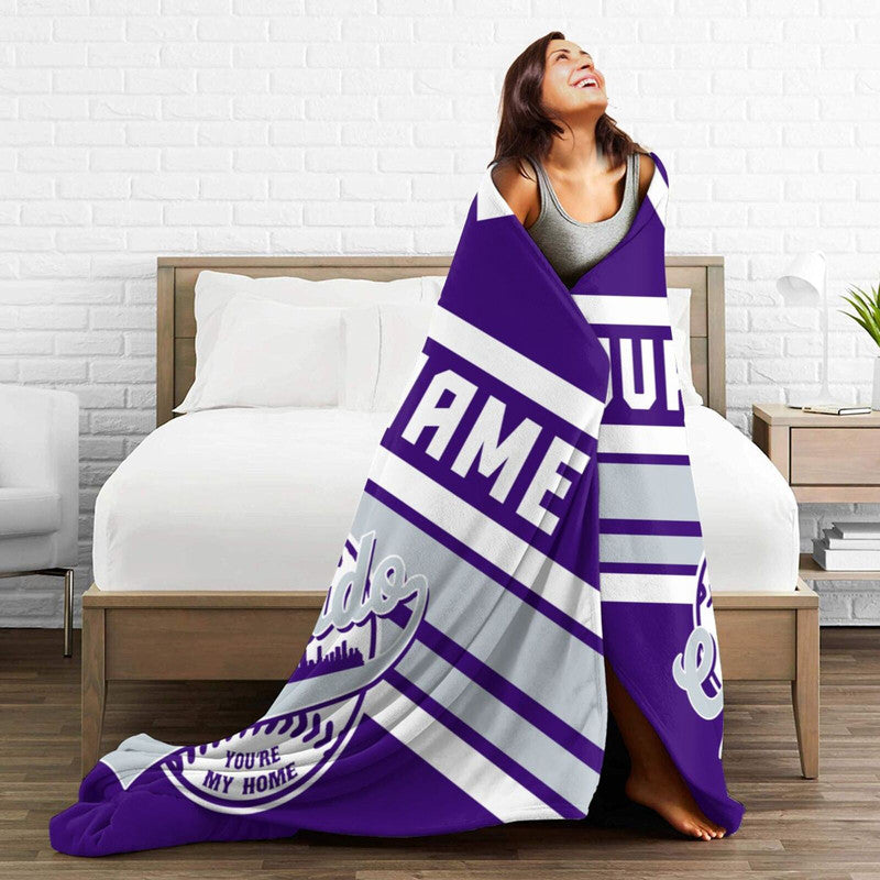 Custom Baseball Colorado  Fleece Throw Blanket With Name Number for Fans Gifts
