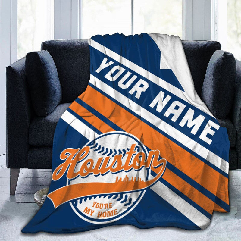 Custom Baseball Houston   Fleece Throw Blanket With Name Number for Fans Gifts