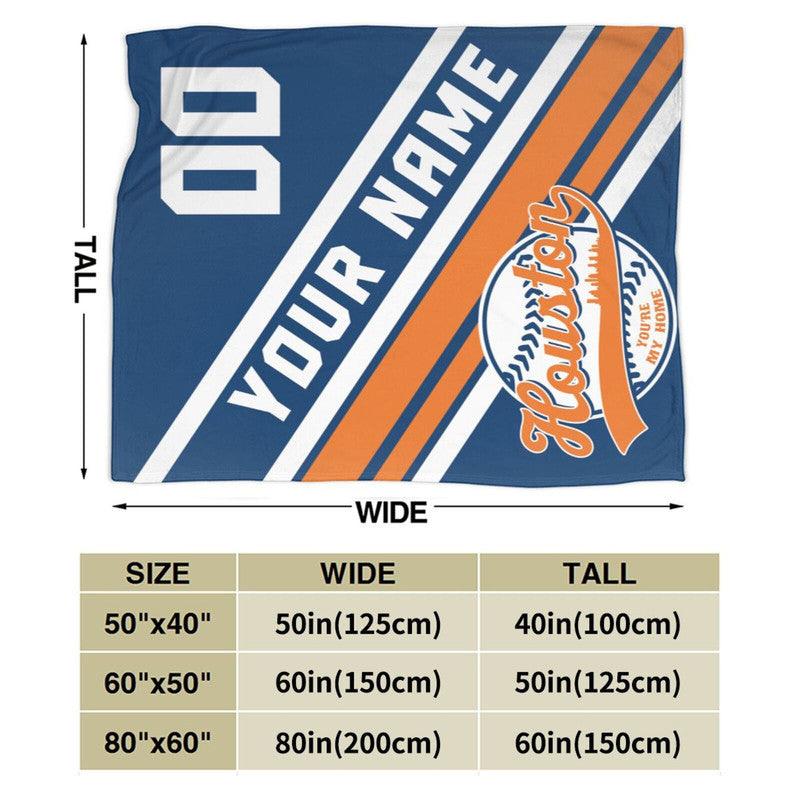 Custom Baseball Houston   Fleece Throw Blanket With Name Number for Fans Gifts