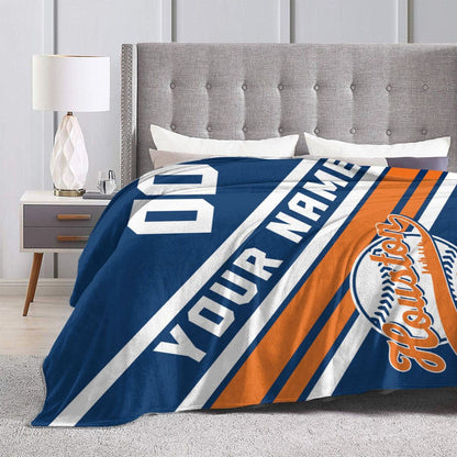 Custom Baseball Houston   Fleece Throw Blanket With Name Number for Fans Gifts