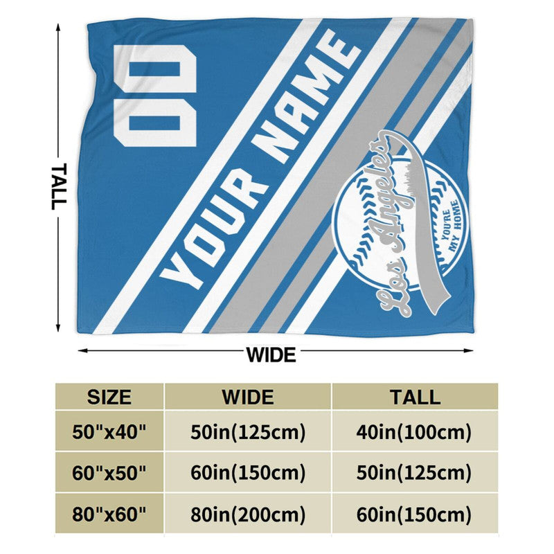Custom Baseball Los Angeles Fleece Throw Blanket With Name Number for Fans Gifts1