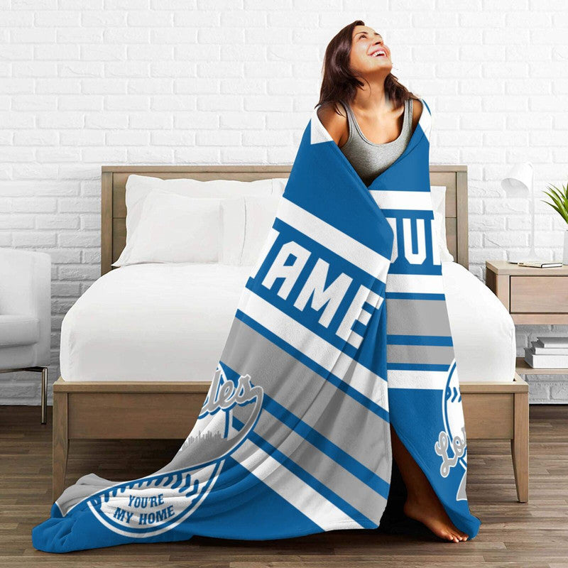 Custom Baseball Los Angeles Fleece Throw Blanket With Name Number for Fans Gifts1