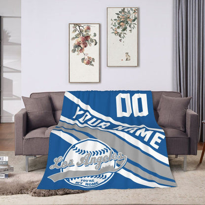 Custom Baseball Los Angeles Fleece Throw Blanket With Name Number for Fans Gifts1