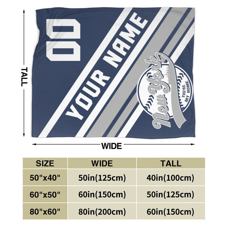 Custom Baseball New York   Fleece Throw Blanket With Name Number for Fans Gifts1