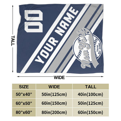 Custom Baseball New York   Fleece Throw Blanket With Name Number for Fans Gifts1