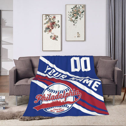 Custom Baseball Philadelphia   Fleece Throw Blanket With Name Number for Fans Gifts