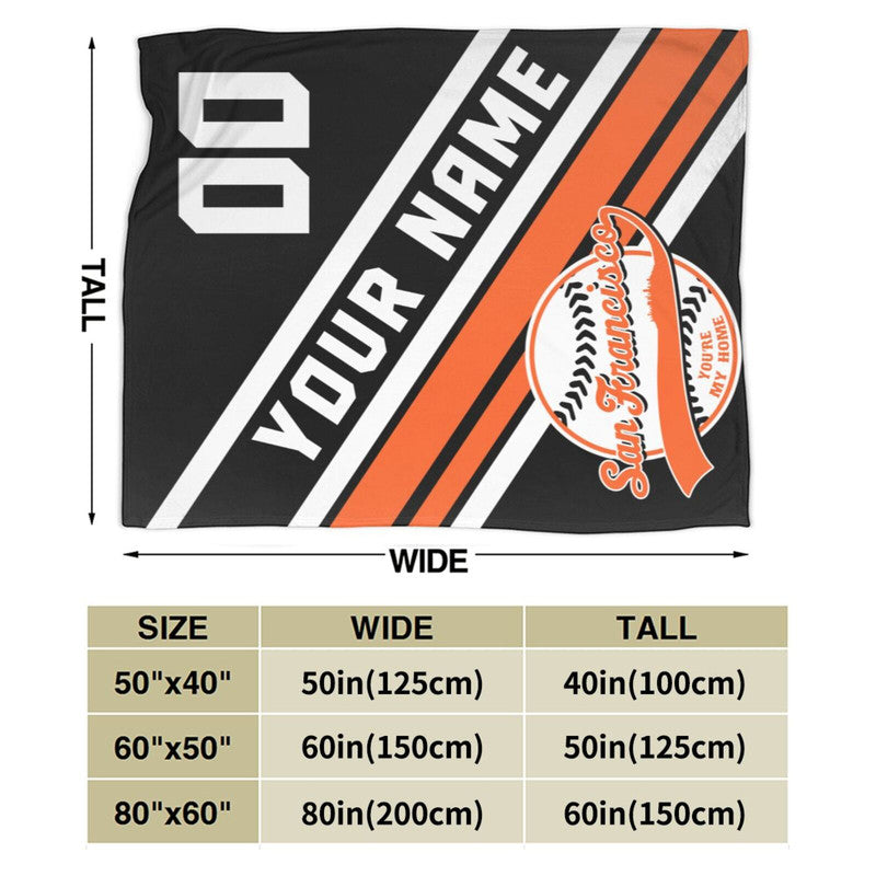 Custom Baseball San Francisco Fleece Throw Blanket With Name Number for Fans Gifts