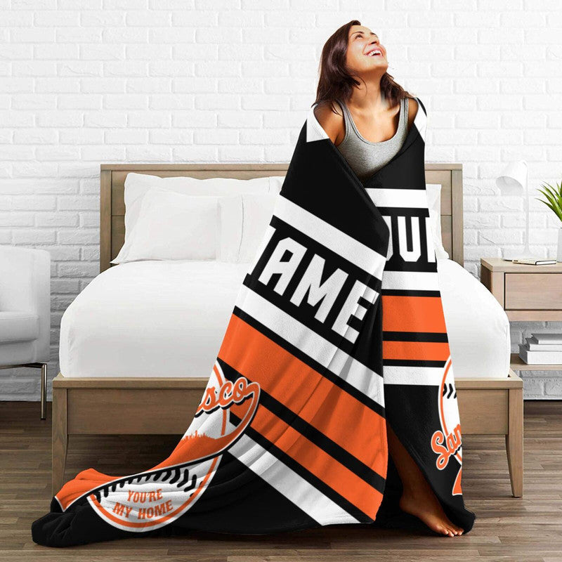 Custom Baseball San Francisco Fleece Throw Blanket With Name Number for Fans Gifts