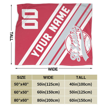 Custom Baseball St Louis Fleece Throw Blanket With Name Number for Fans Gifts