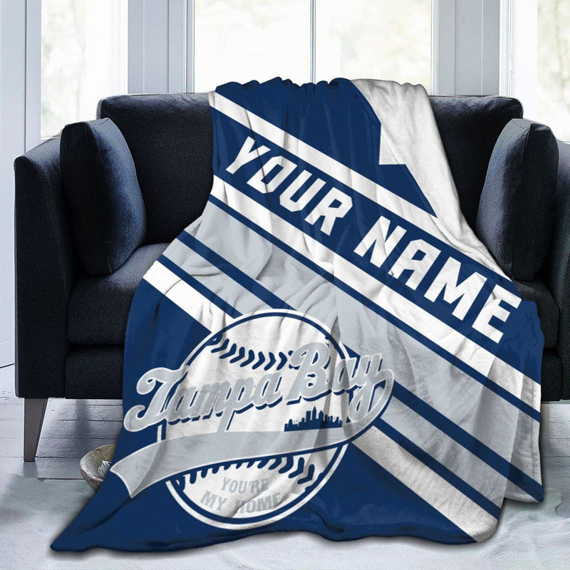 Custom Baseball Tampa Bay Fleece Throw Blanket With Name Number for Fans Gifts