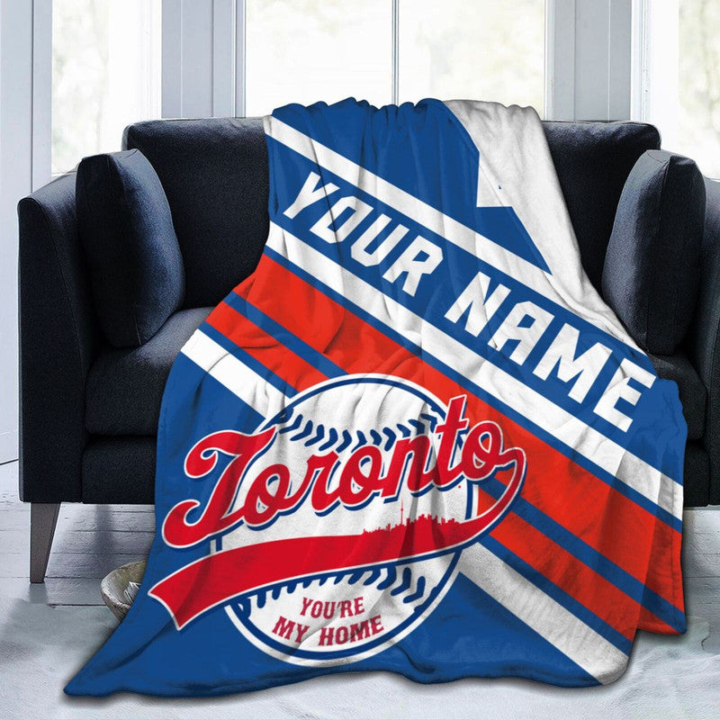 Custom Baseball Toronto  Fleece Throw Blanket With Name Number for Fans Gifts
