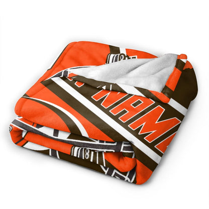 Custom Football City Map Cleveland Fleece Throw Blanket Name Number for Fans Gifts