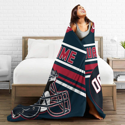 Custom Football City Map Houston Fleece Throw Blanket Name Number for Fans Gifts