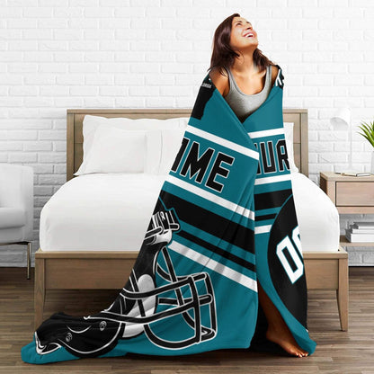 Custom Football City Map Jacksonville Fleece Throw Blanket Name Number for Fans Gifts
