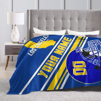 Custom Football City Map Los Angeles Fleece Throw Blanket Name Number for Fans Gifts1