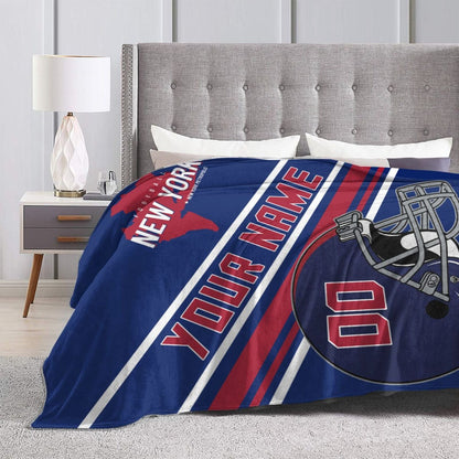 Custom Football City Map New York Fleece Throw Blanket Name Number for Fans Gifts
