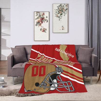 Custom Football City Map San Francisco Fleece Throw Blanket Name Number for Fans Gifts