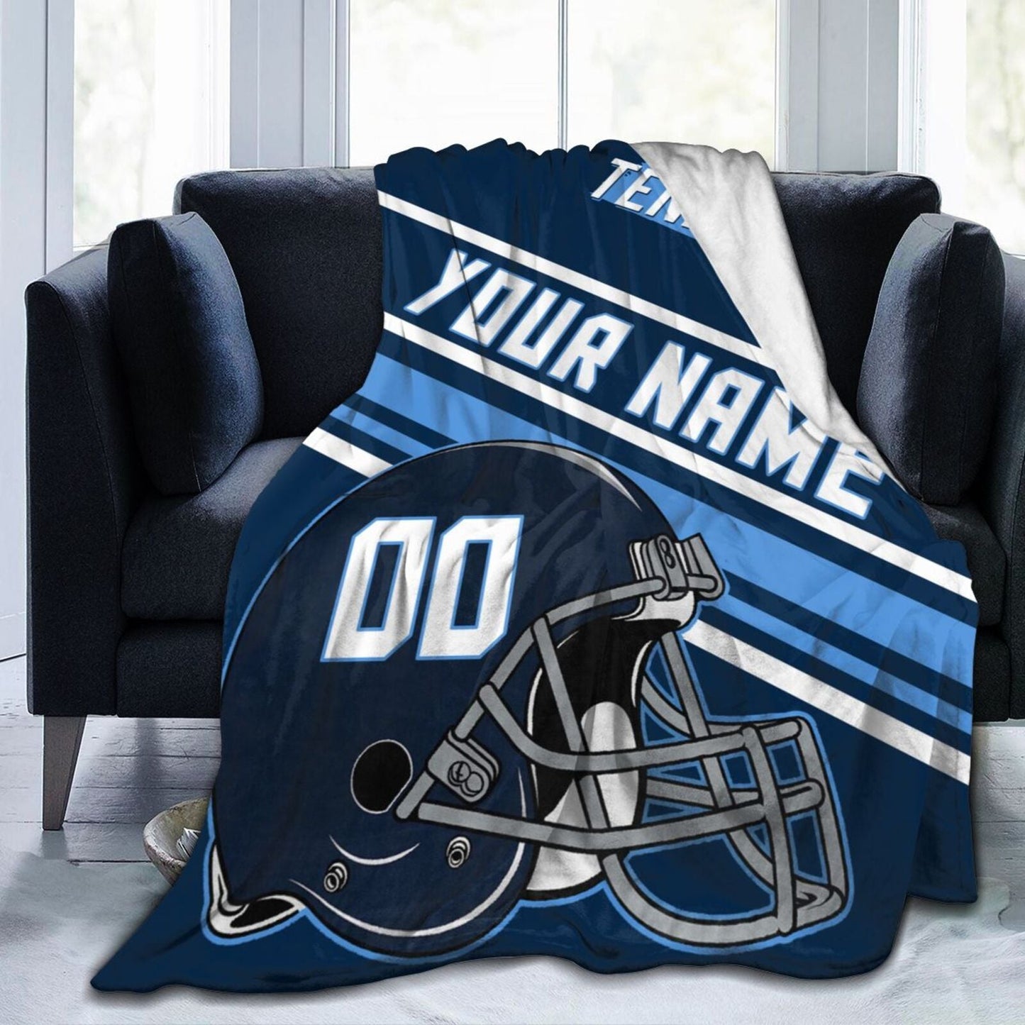 Custom Football City Map Tennessee Fleece Throw Blanket Name Number for Fans Gifts
