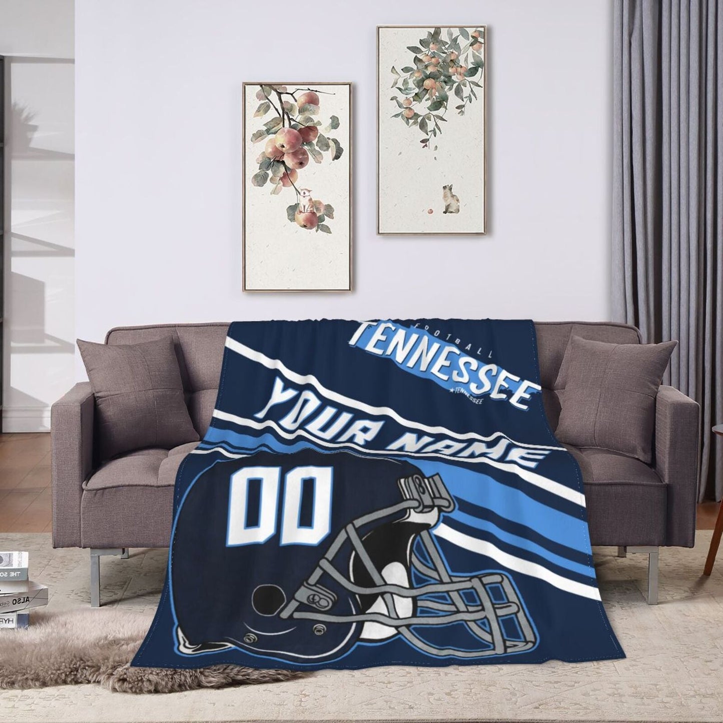 Custom Football City Map Tennessee Fleece Throw Blanket Name Number for Fans Gifts