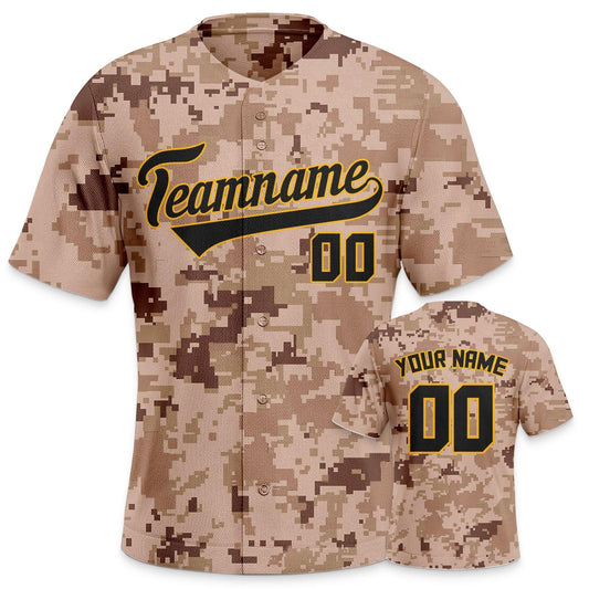 Custom Camo Black-Gold Authentic Salute To Service Baseball Jersey
