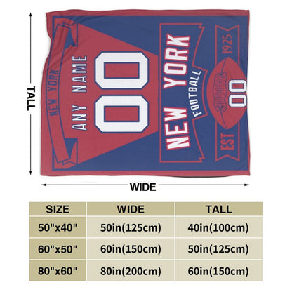 Custom Football City New York Fleece Throw Blanket With Name Number for Fans Gifts