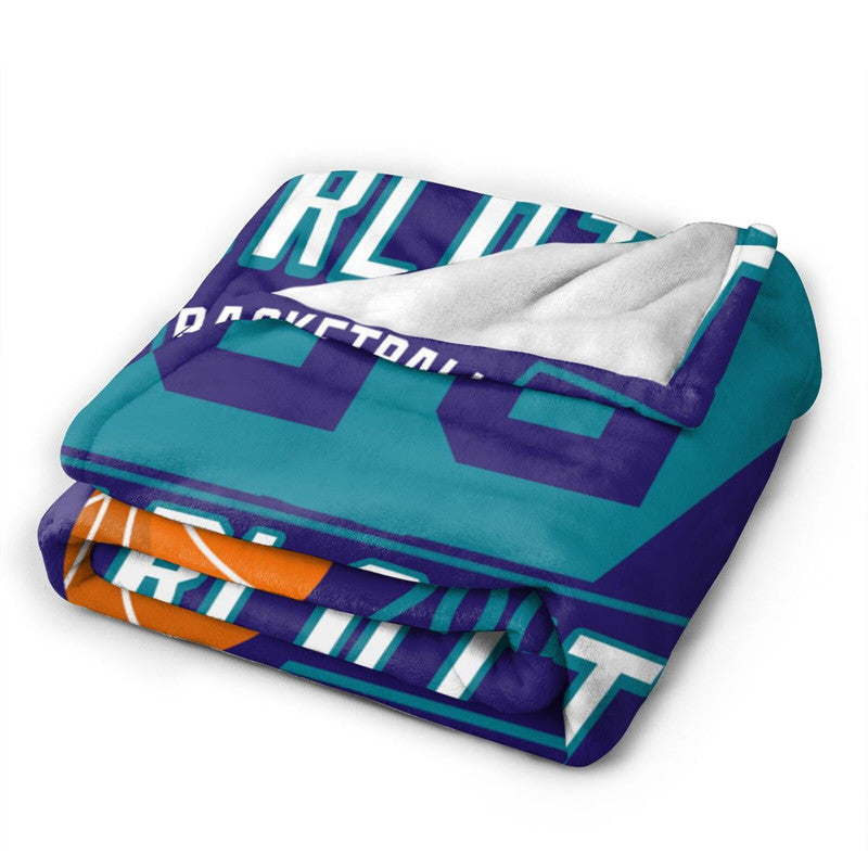 Custom Basketball Charlotte     Fleece Throw Blanket With Name Number for Fans Gifts