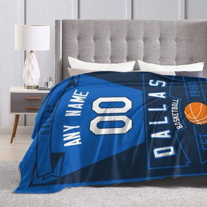 Custom Basketball Dallas Fleece Throw Blanket With Name Number for Fans Gifts