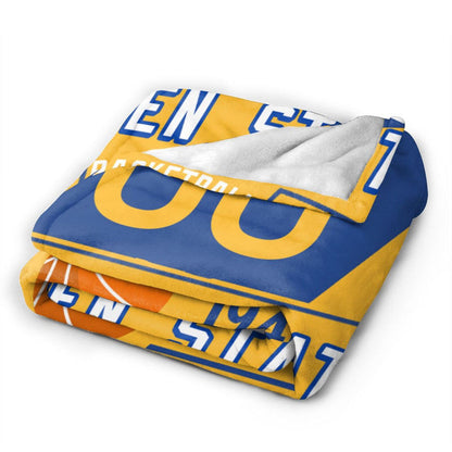 Custom Basketball Golden State  Fleece Throw Blanket With Name Number for Fans Gifts