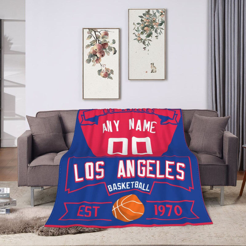 Custom Basketball Los Angeles Fleece Throw Blanket With Name Number for Fans Gifts1