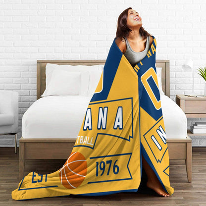 Custom Basketball Indiana  Fleece Throw Blanket With Name Number for Fans Gifts