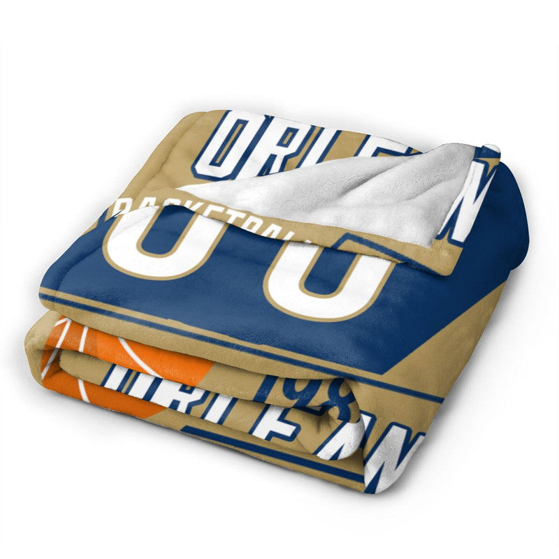 Custom Basketball New Orleans  Fleece Throw Blanket With Name Number for Fans Gifts