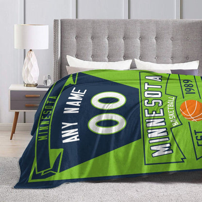 Custom Basketball Minnesota  Fleece Throw Blanket With Name Number for Fans Gifts