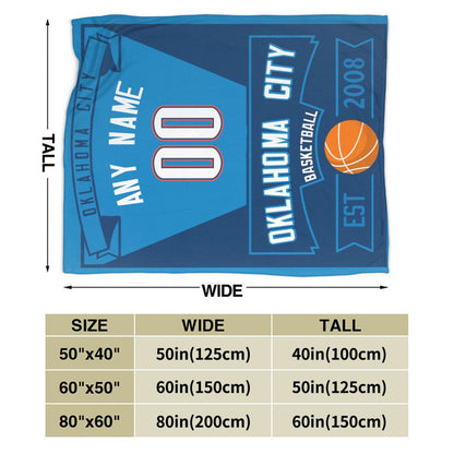 Custom Basketball Oklahoma City Fleece Throw Blanket With Name Number for Fans Gifts