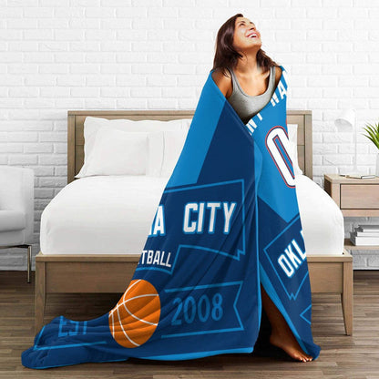 Custom Basketball Oklahoma City Fleece Throw Blanket With Name Number for Fans Gifts