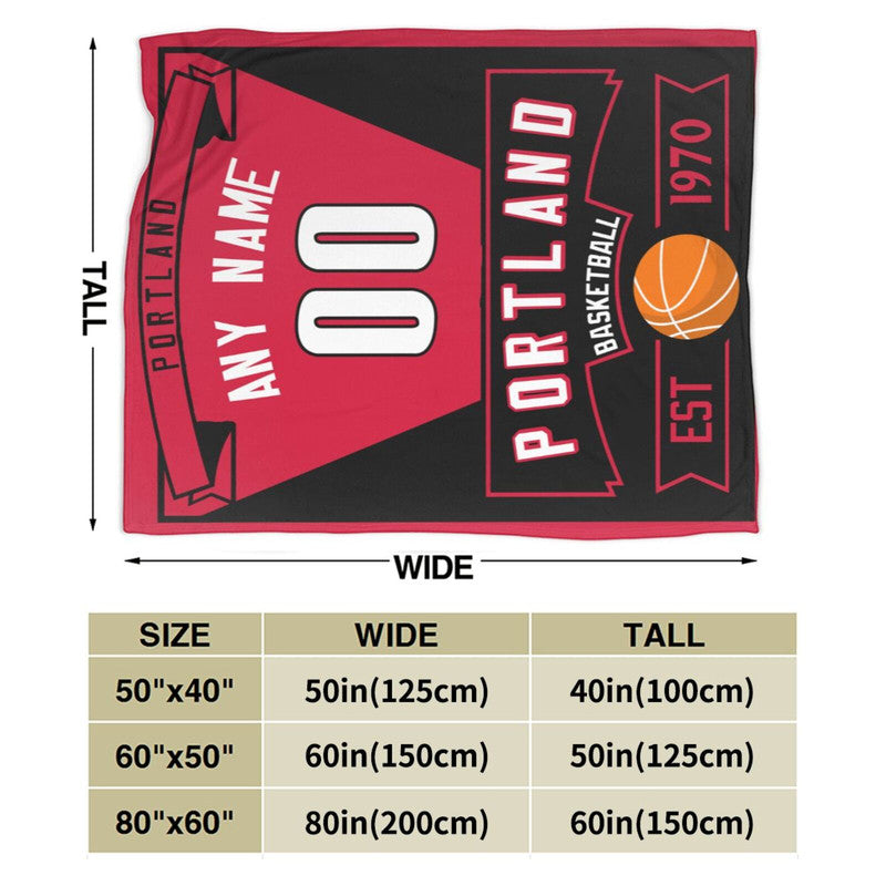Custom Basketball Portland   Fleece Throw Blanket With Name Number for Fans Gifts