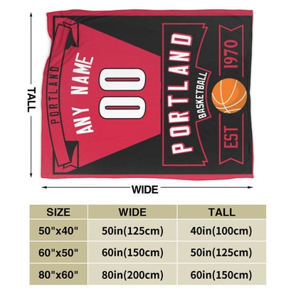 Custom Basketball Portland   Fleece Throw Blanket With Name Number for Fans Gifts