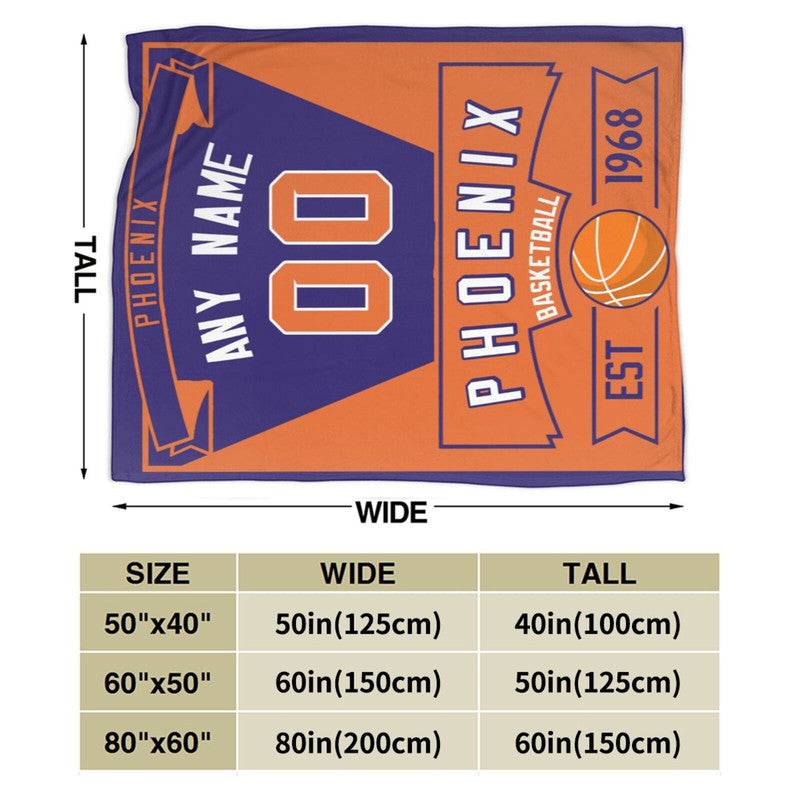 Custom Basketball Phoenix  Fleece Throw Blanket With Name Number for Fans Gifts