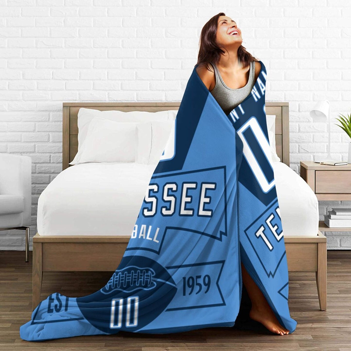 Custom Football City Tennessee Fleece Throw Blanket With Name Number for Fans Gifts