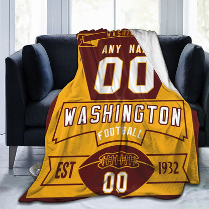 Custom Football City Washington Fleece Throw Blanket With Name Number for Fans Gifts