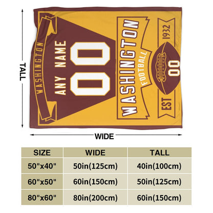 Custom Football City Washington Fleece Throw Blanket With Name Number for Fans Gifts