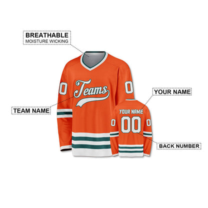 Custom Orange Green-White Authentic Hockey Jersey