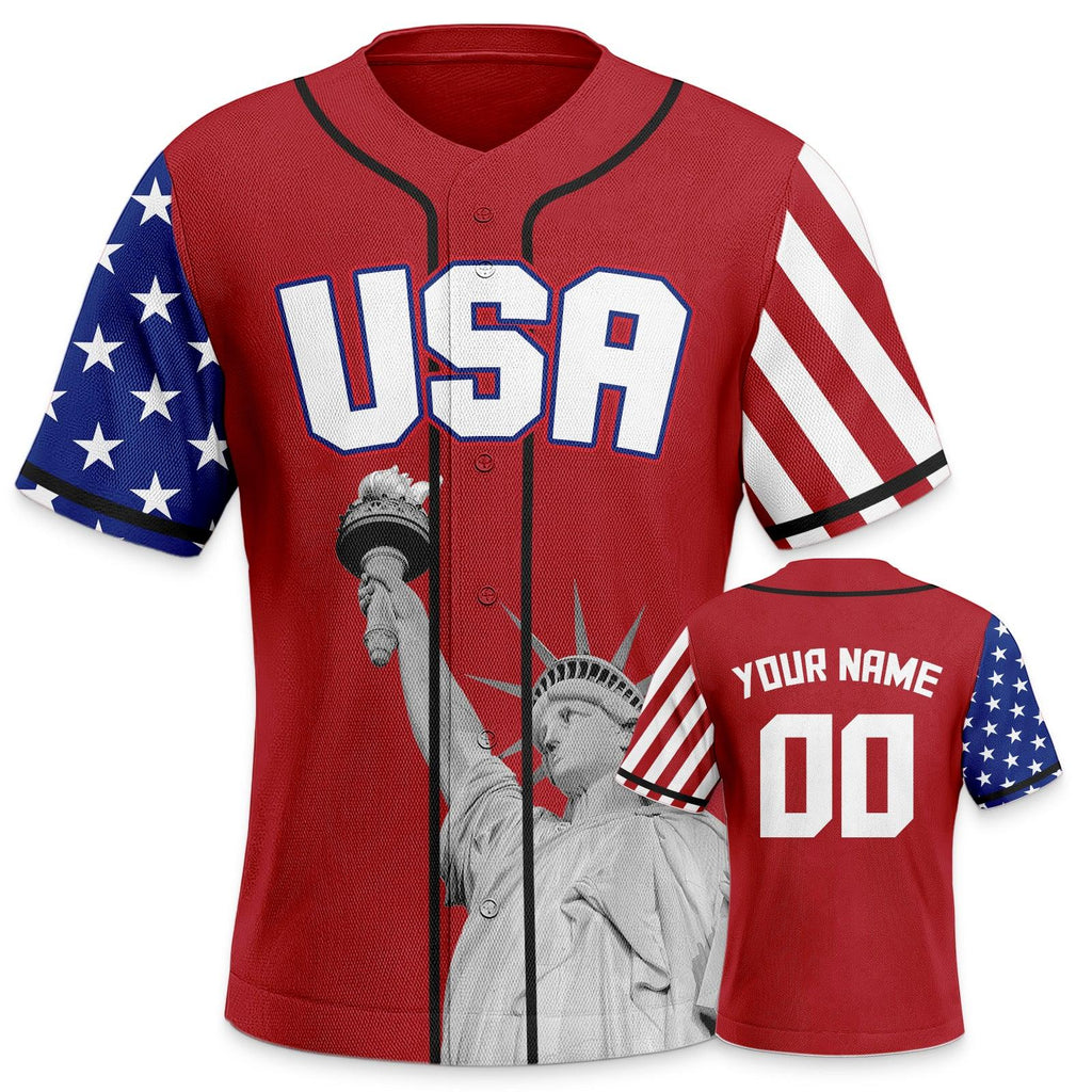 Red Statue of Liberty Baseball Uniform