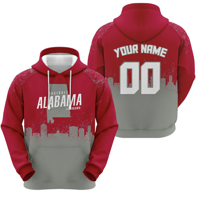 Custom Sports Pullover Sweatshirt Colleage Football Graffiti Map Alabama Fashion Hoodie