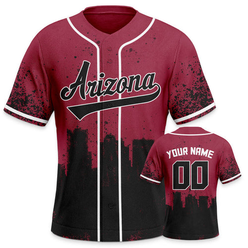 Custom 3D Graffiti Red Black-White Authentic Baseball Silhouette Jersey1