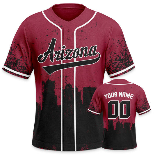 Custom 3D Graffiti Red Black-White Authentic Baseball Silhouette Jersey1