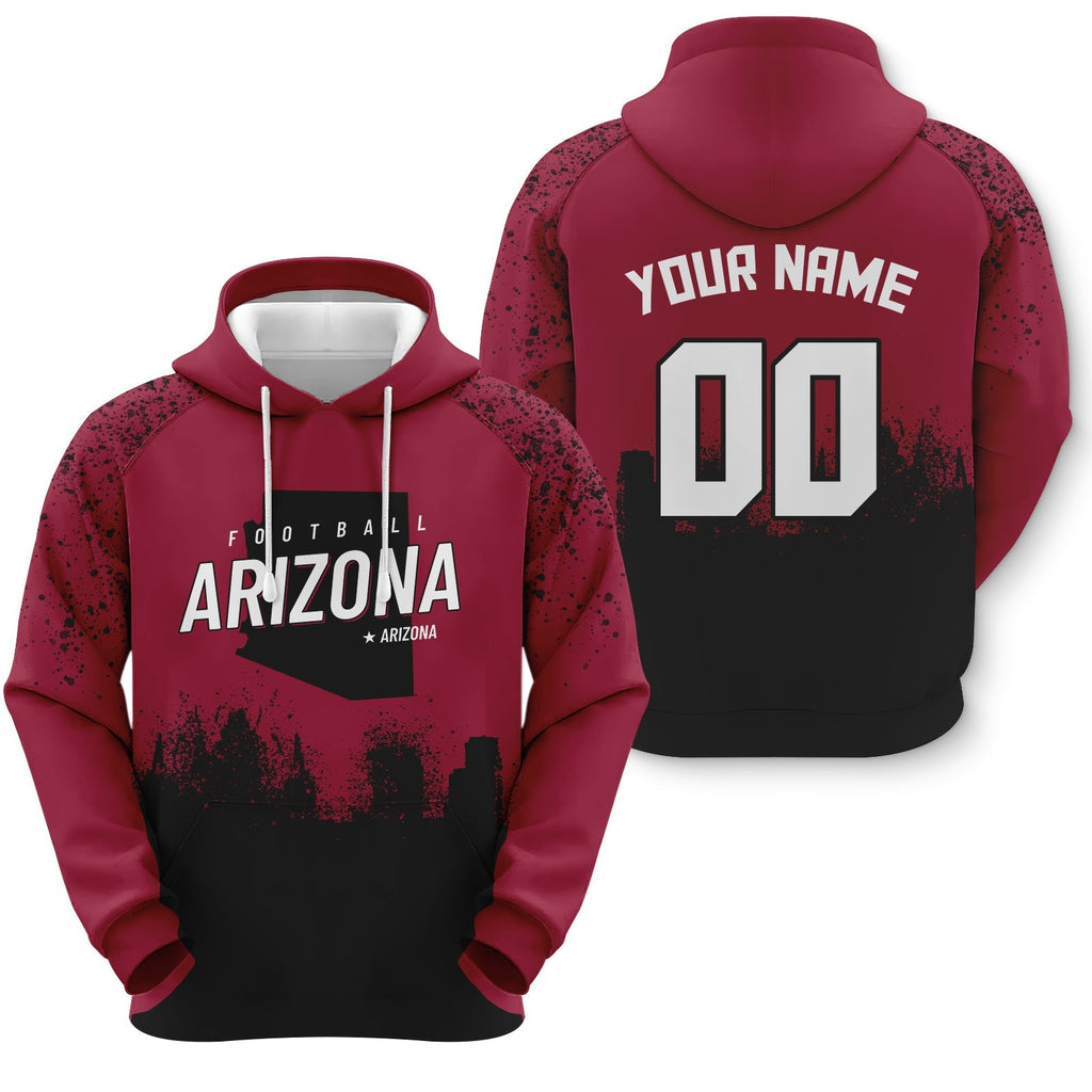 Custom Sports Pullover Sweatshirt Football Graffiti City Map Arizona Fashion Hoodie